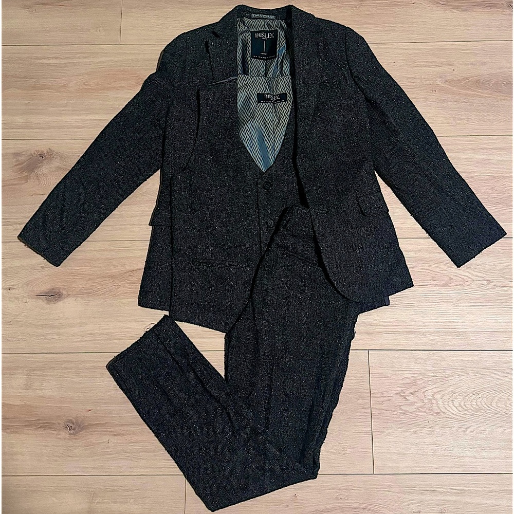Ainsley Tweed, Boys Grey Slim Fit Occasion Wear, Wedding Suit, three piece suit